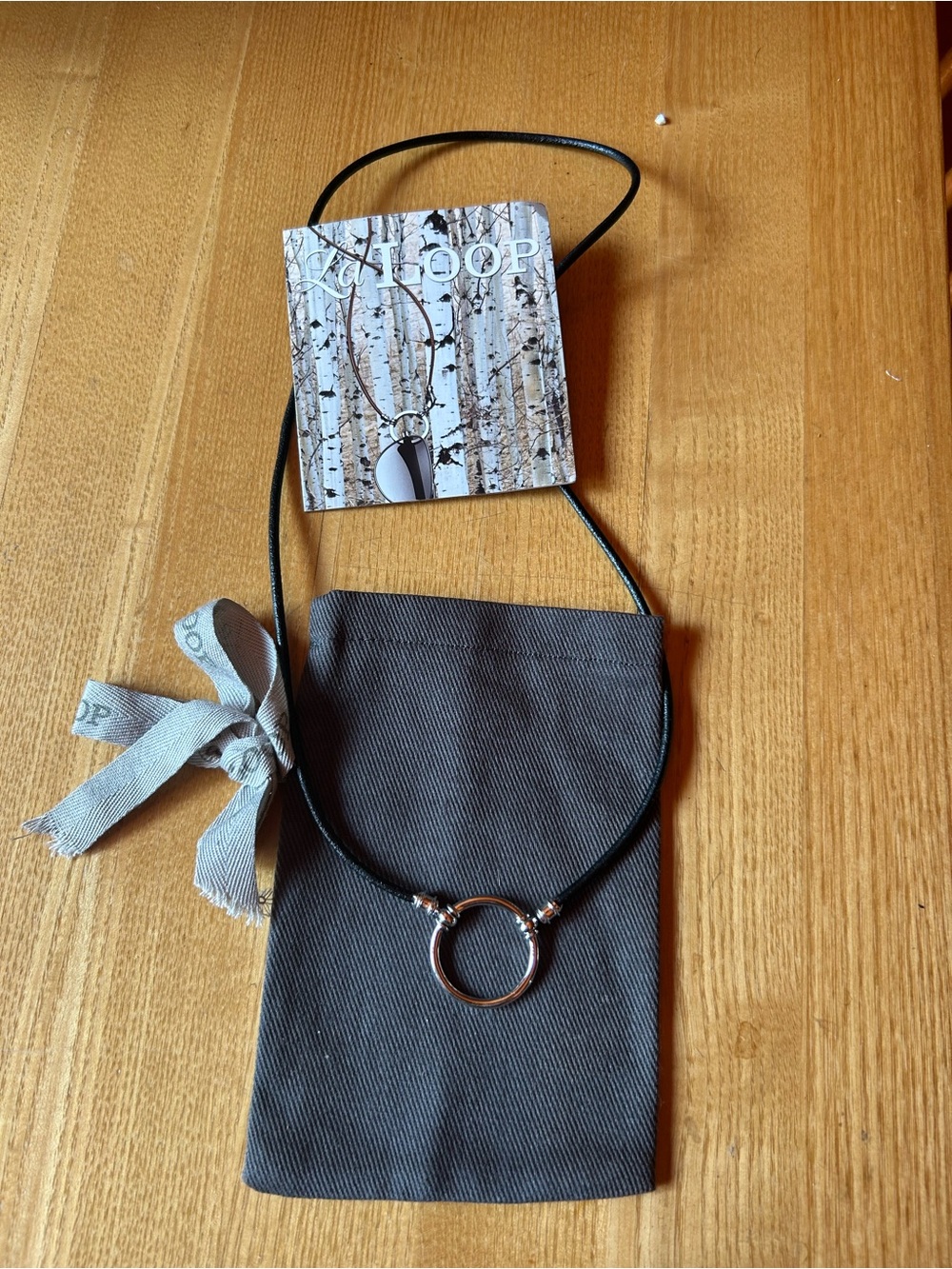 La Loop Silver Plated Ring with Italian Leather Cord Eyeglass Holder / Necklace